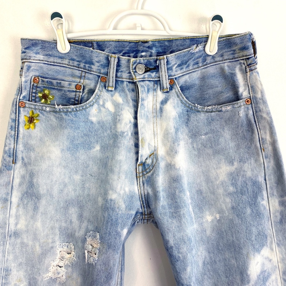 Levi’s Jeans Custom Painted & Distressed Denim - Picture 4 of 16